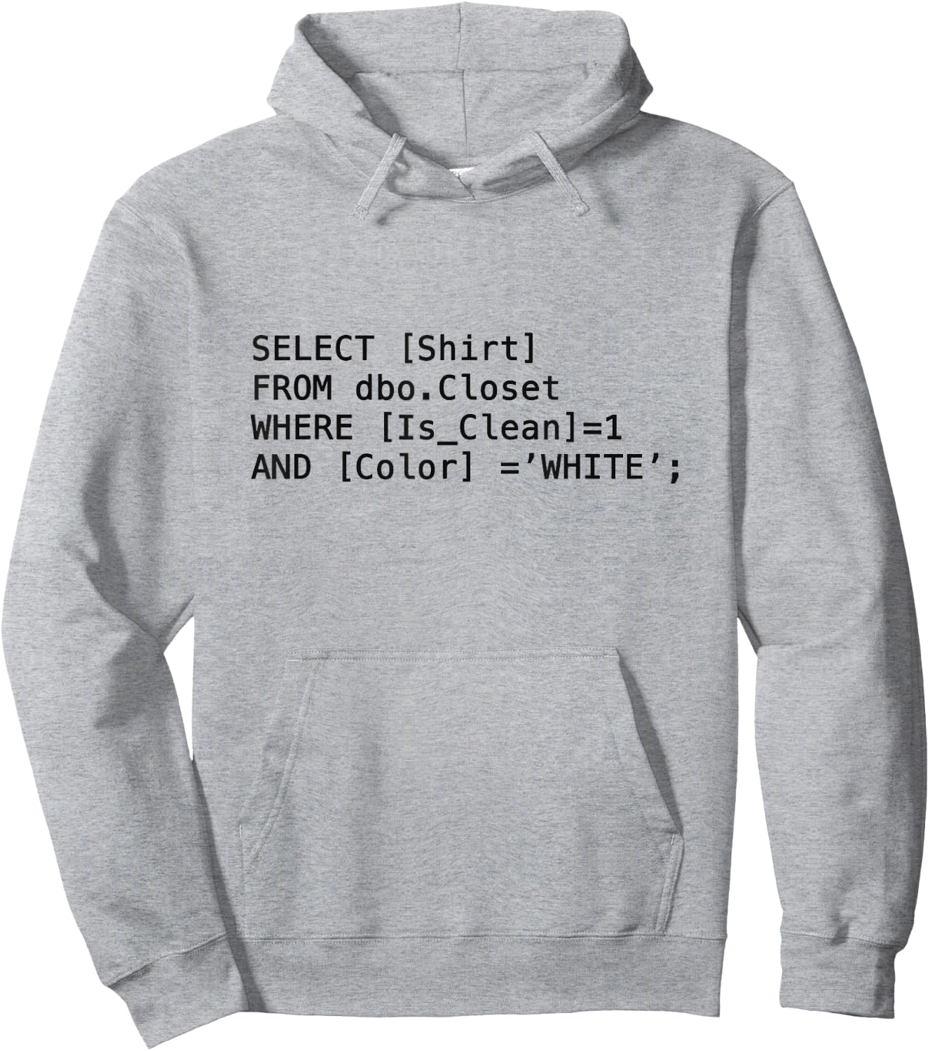 Sql Code In White- Funny Programmer Shirt Hoodie - Hoodie | Ash