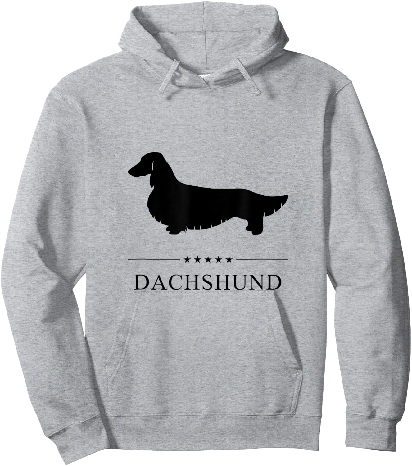 Longhaired Dachshund Black Silhouette Hoodie - Hoodie | Ash