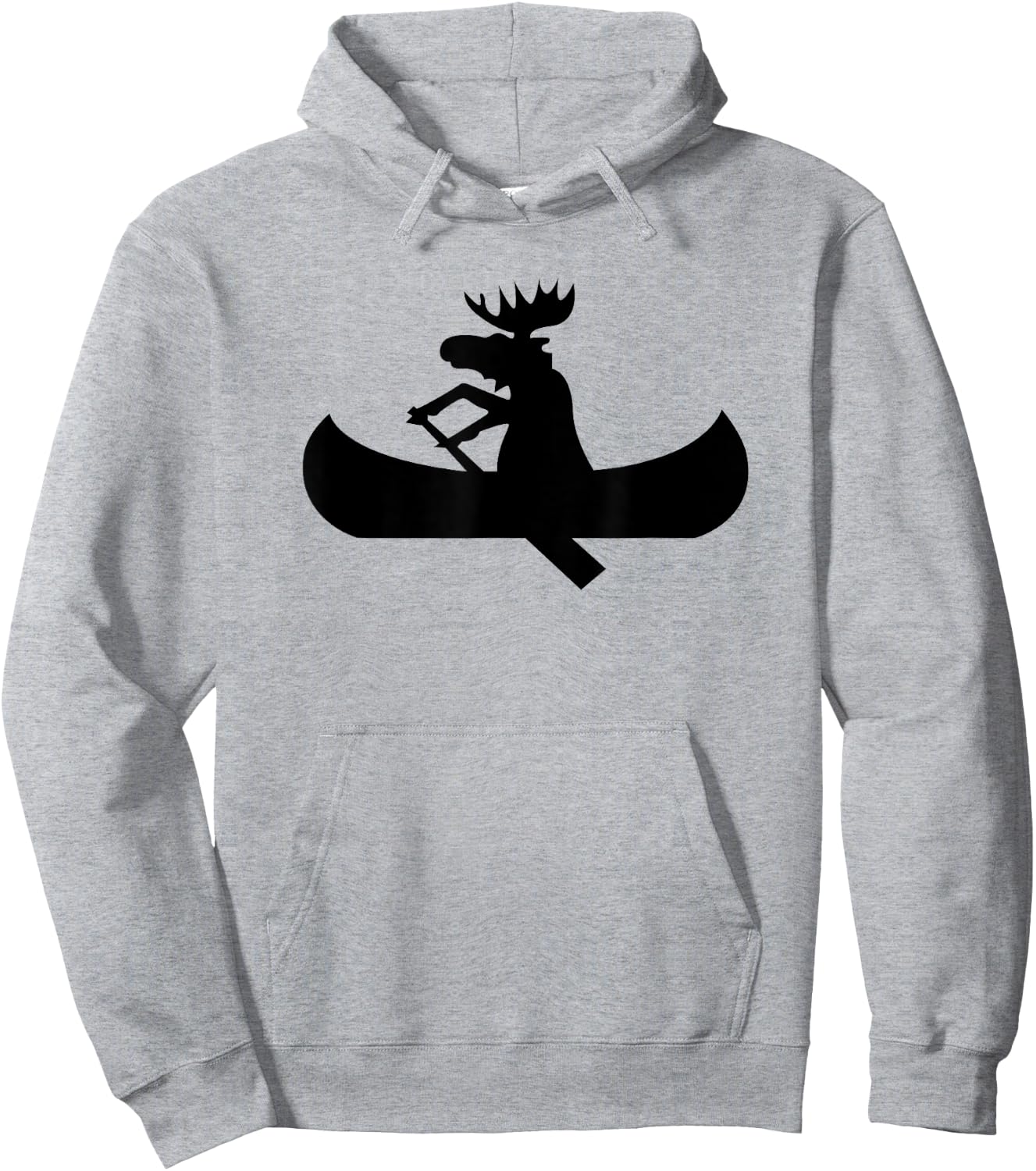 Lake Shirt | Moose in a Canoe Camping Shirt Hoodie - Hoodie | Ash