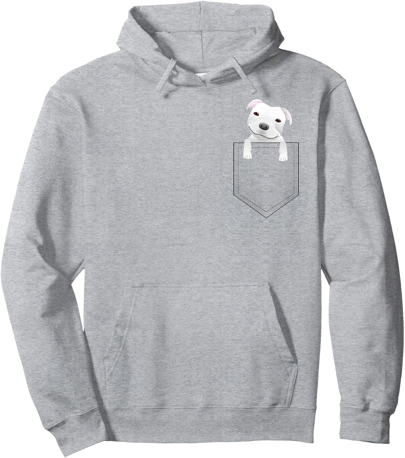 Pocket Pitbull White Puppy Cute Hoodie - Hoodie | Ash