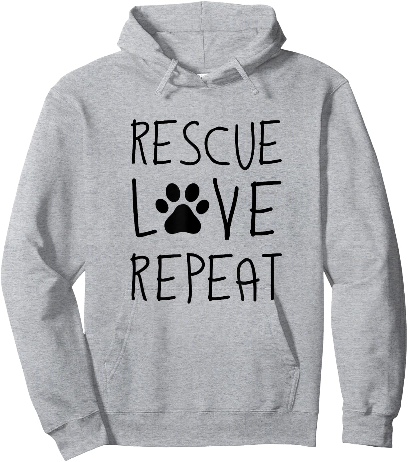 Dog Rescue Love Repeat Adopt Awareness Hoodie - Hoodie | Ash