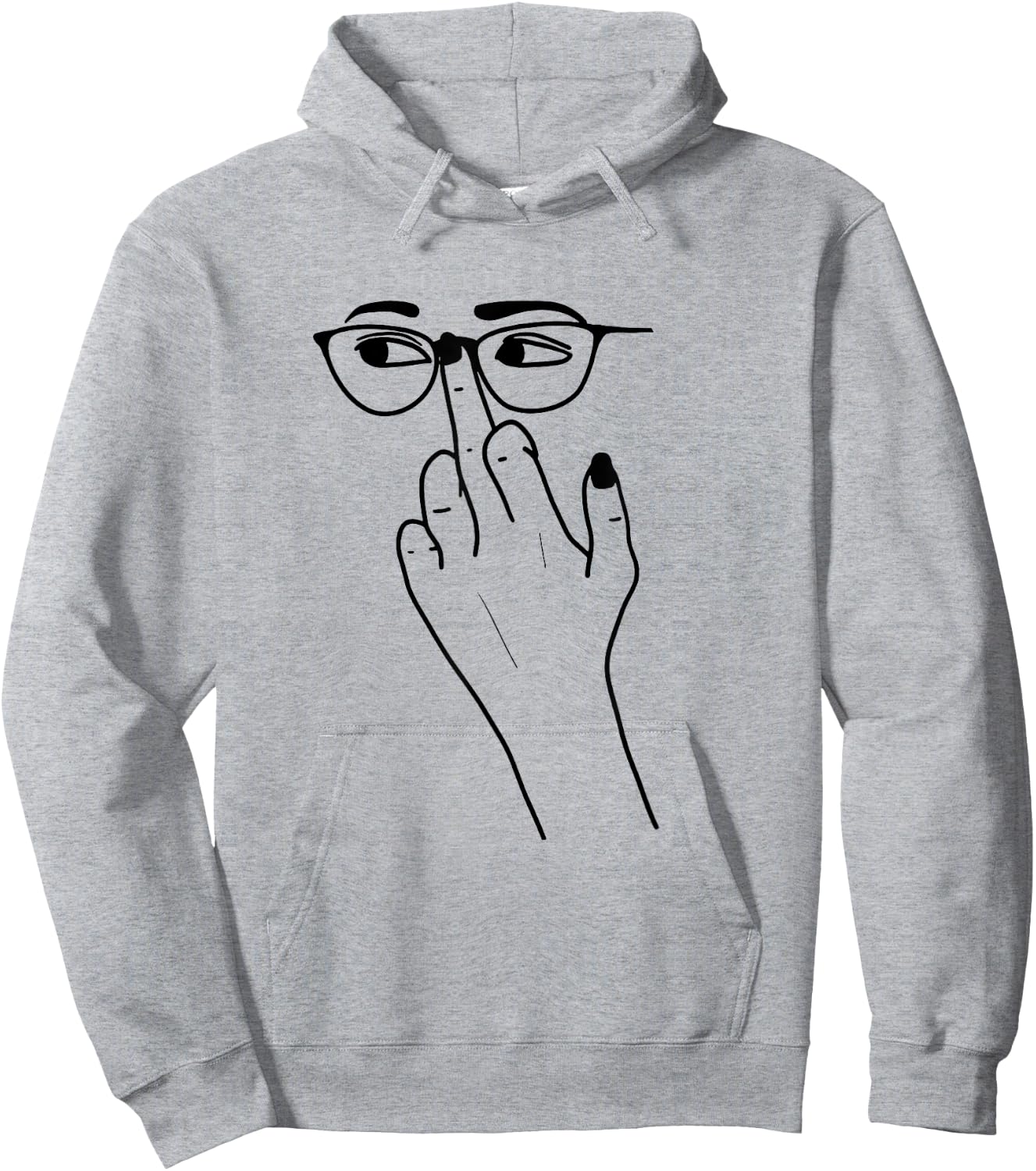 Glasses Middle Finger Attitude Hoodie - Hoodie | Ash