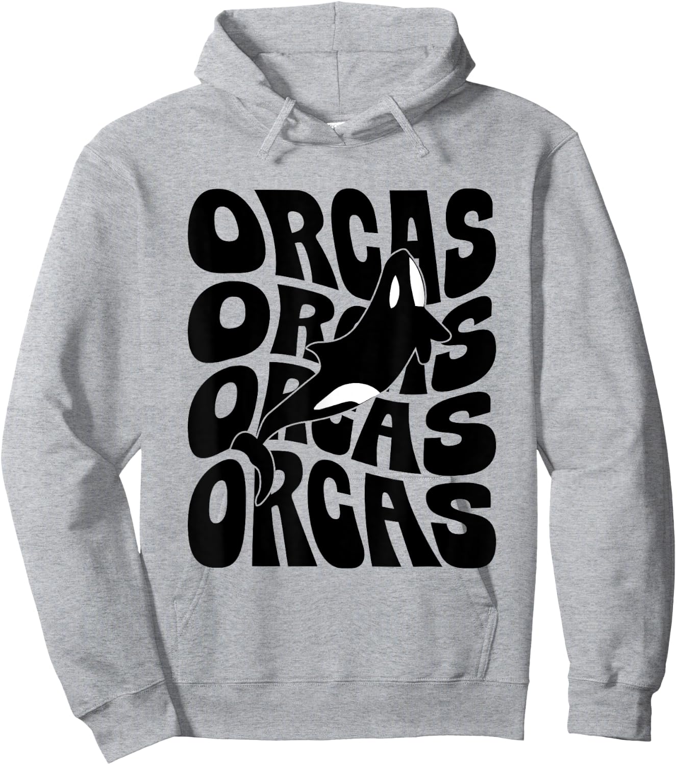 Orcas - Orca Whale Retro Groovy Hoodie - Hoodie | Ash