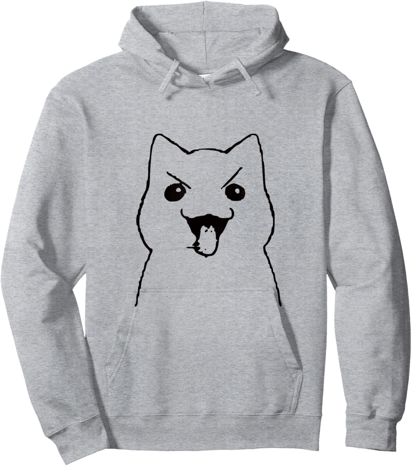 Freaky Cat Tongue Out Flight Meme Black Graphic Hoodie - Hoodie | Ash