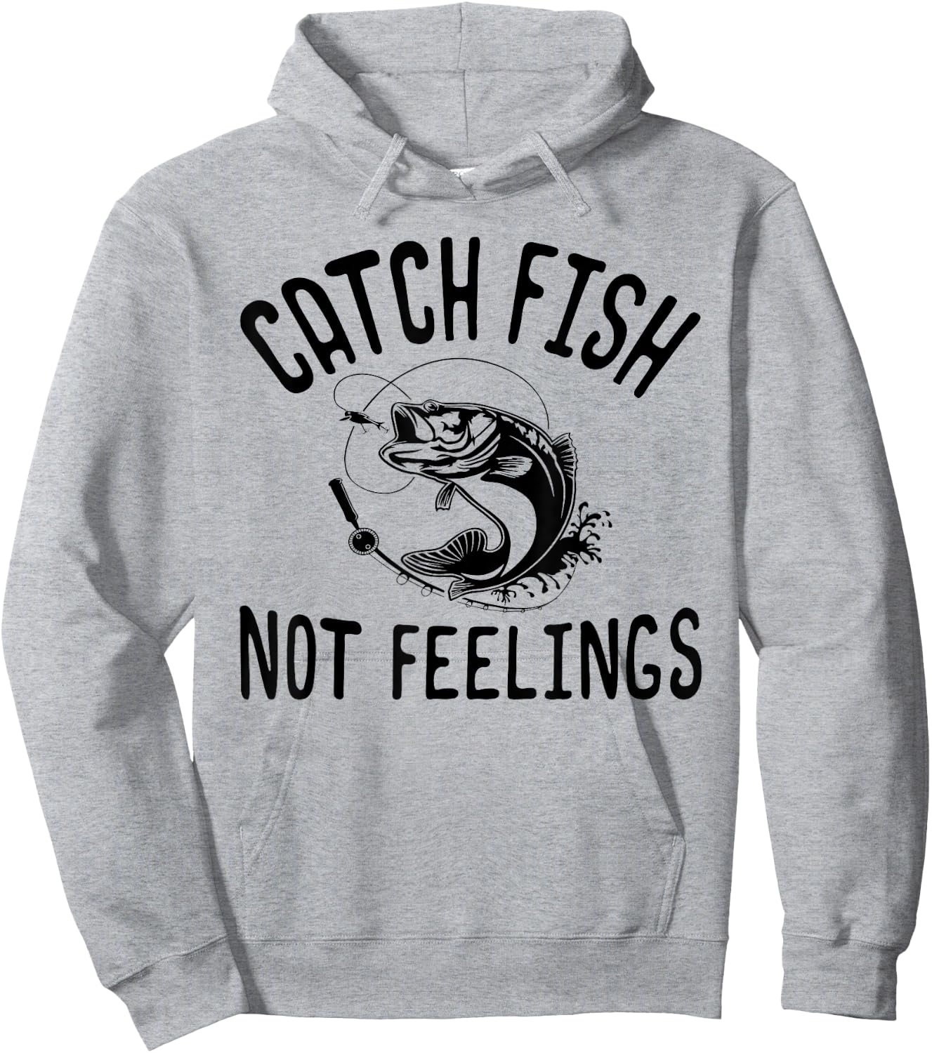 Catch Fish Not Feelings Funny Bass Fishing Hoodie - Hoodie | Ash