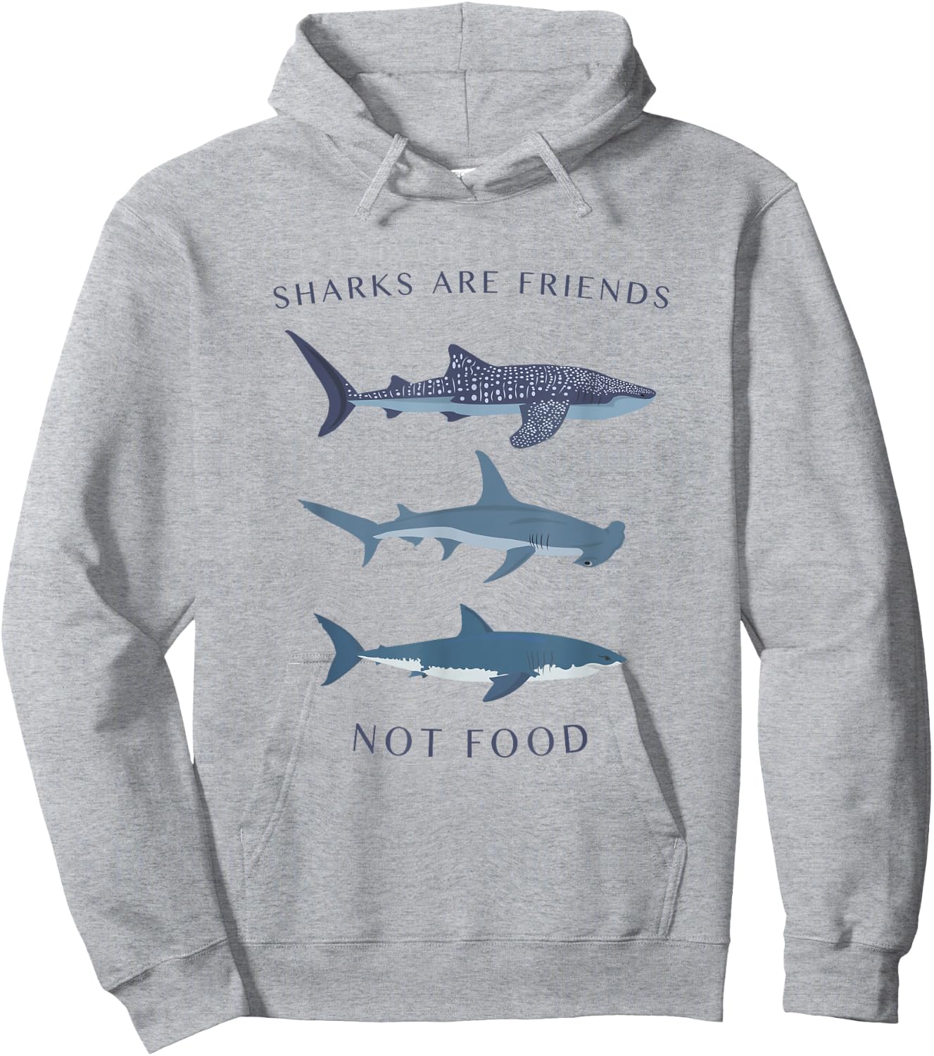 Sharks Are Friends Not Food Shirt - Sea design Hoodie - Hoodie | Ash
