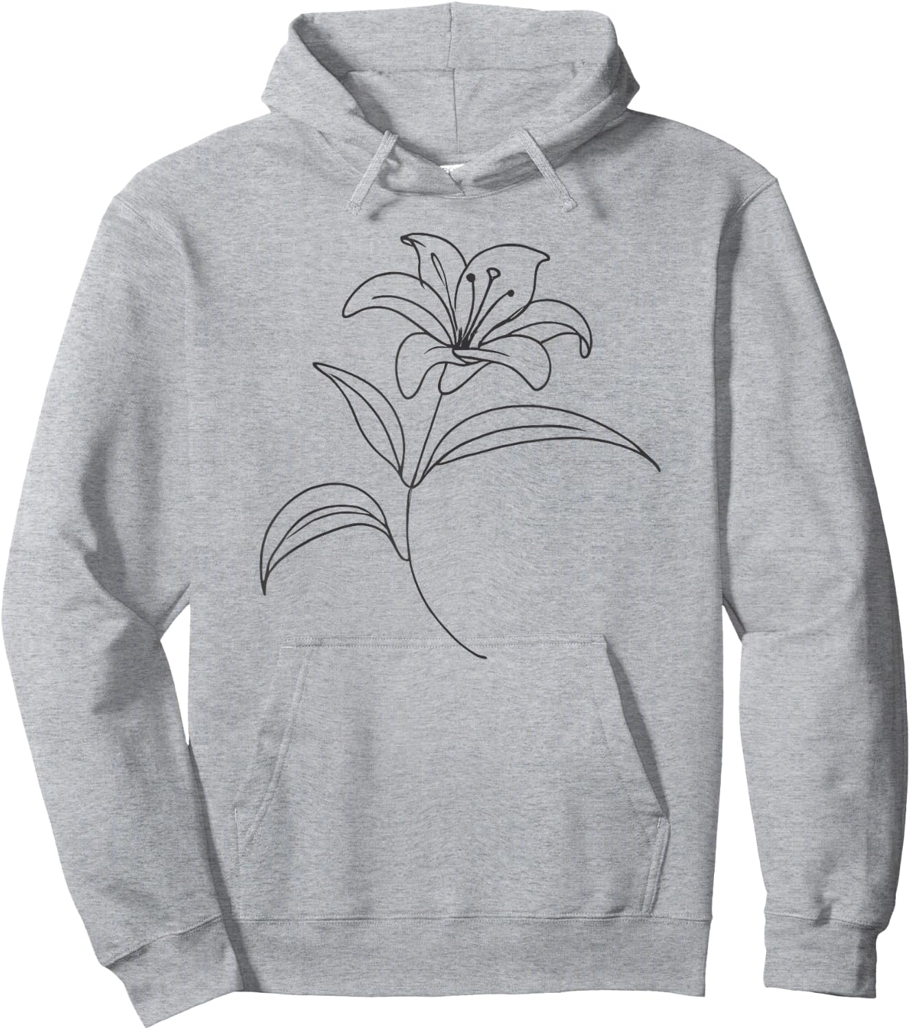 Line Art Lily Flowers Hoodie - Hoodie | Ash