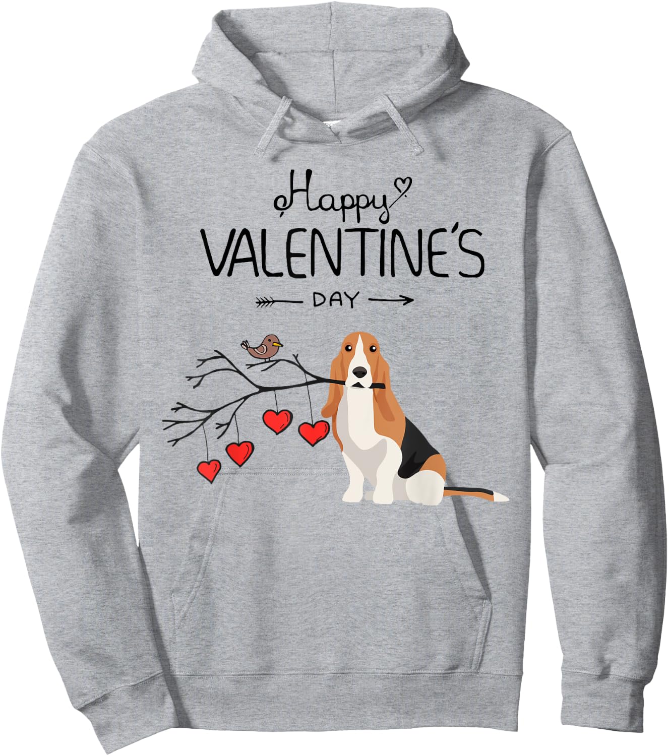 Dog Is My Valentines Day Basset Hound Hoodie - Hoodie | Ash
