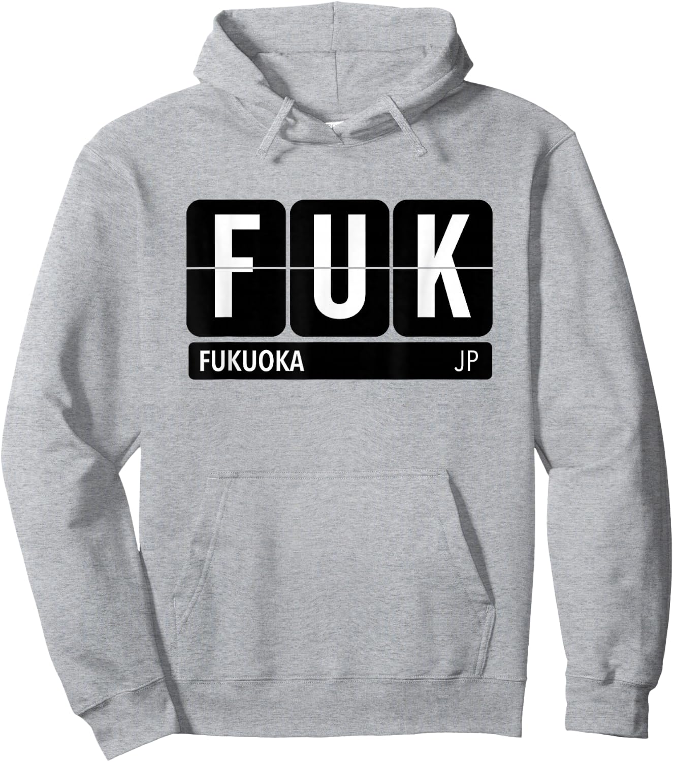 FUK Fukuoka Japan Travel Souvenir White Text Hoodie - Hoodie | Ash
