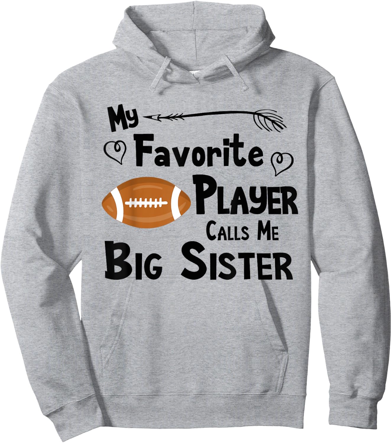 Favorite Player Big Sister Football Hoodie - Hoodie | Ash