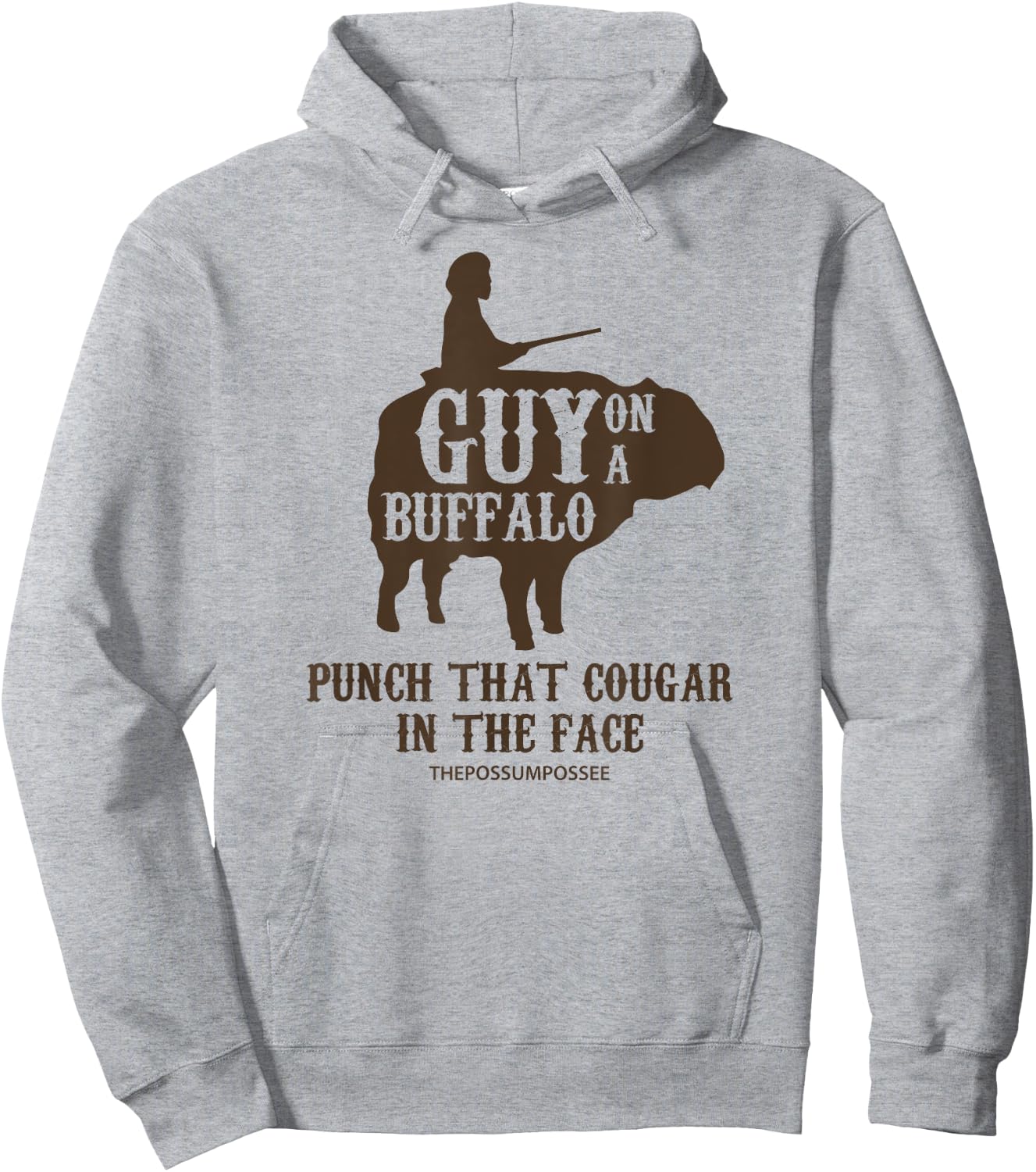 Guy on a Buffalo ~ Possum Possee Funny Graphic Hoodie - Hoodie | Ash
