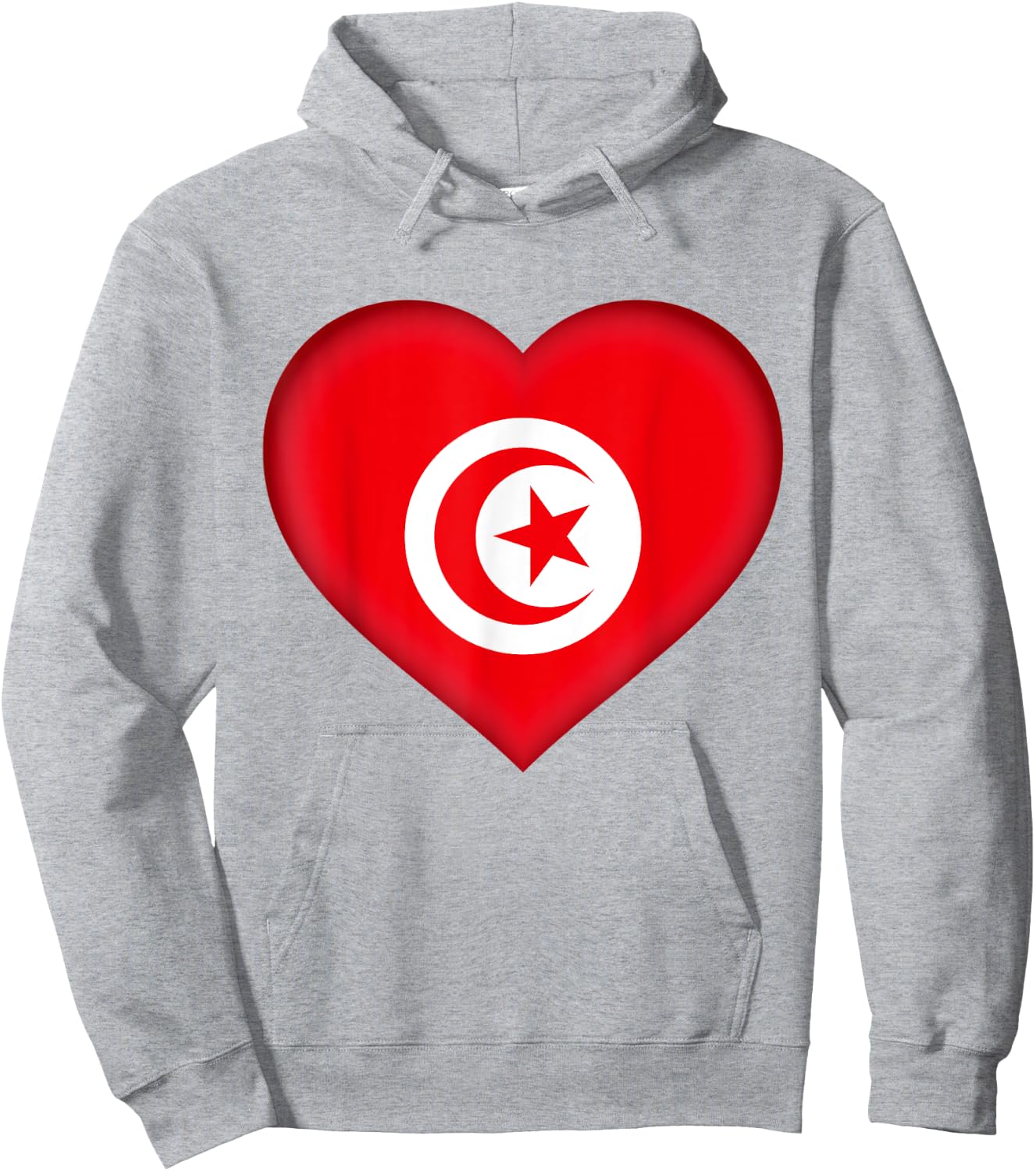 I Love Tunisia | Tunisian Flag Heart Outfit Hoodie - Hoodie | Ash