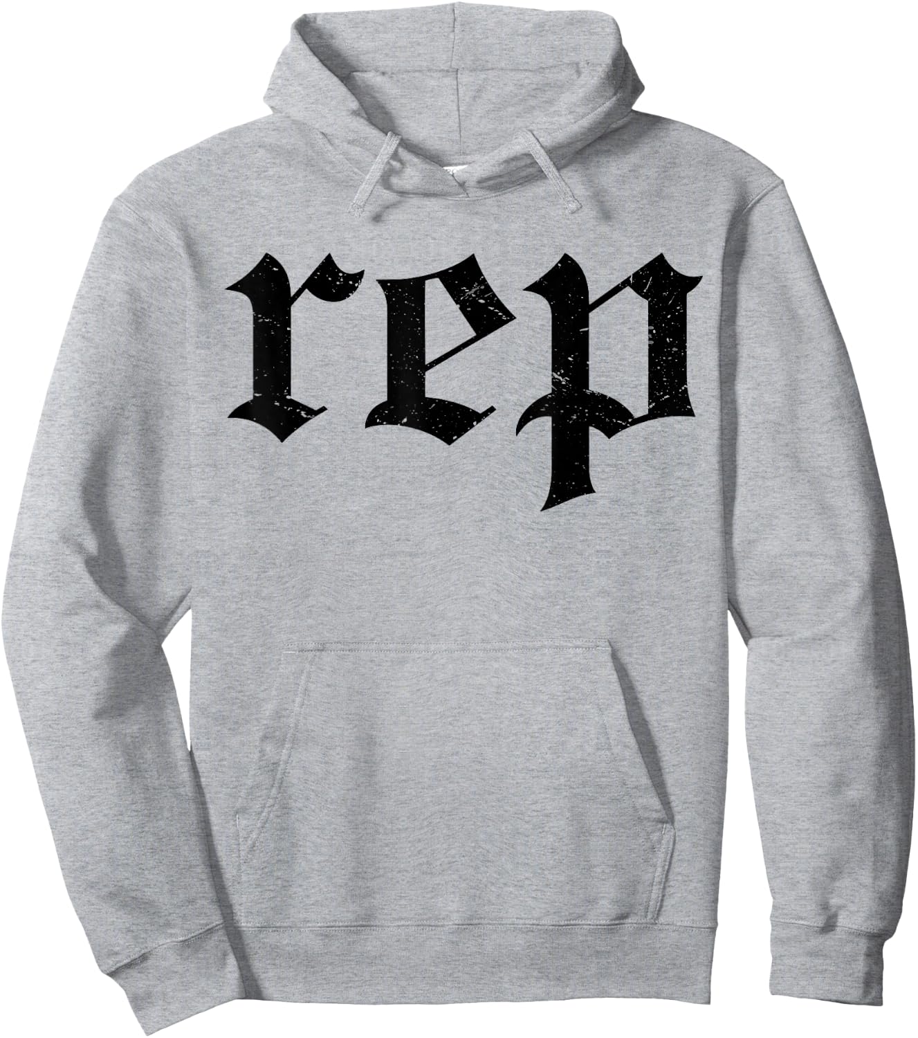 Vintage Distressed Effect Rep Expression Hoodie - Hoodie | Ash