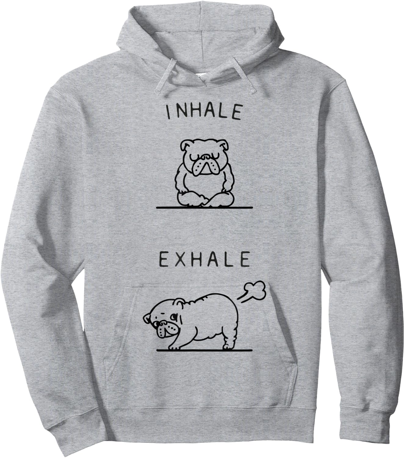 Inhale Exhale English Bulldog Hoodie - Hoodie | Ash