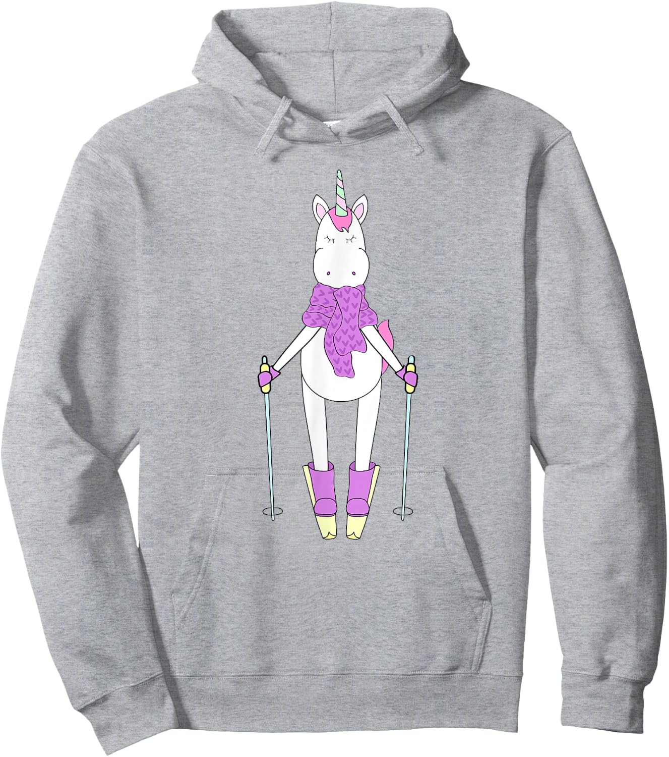 Cute Unique & Funny Unicorn & Skiing Art & Gift Hoodie - Hoodie | Ash