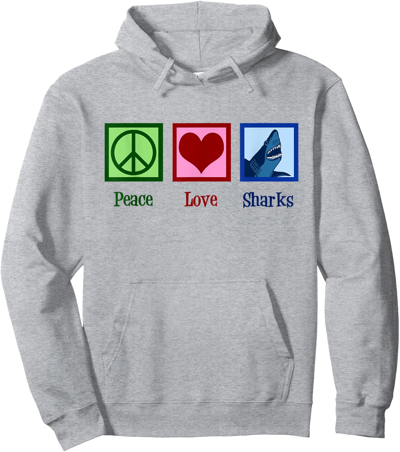 Peace Love Sharks Hoodie - Hoodie | Ash