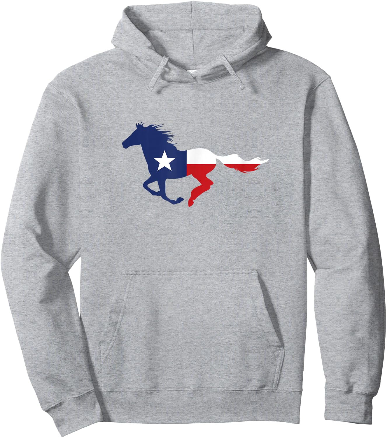 Texas State Flag Running Horse Hoodie - Hoodie | Ash