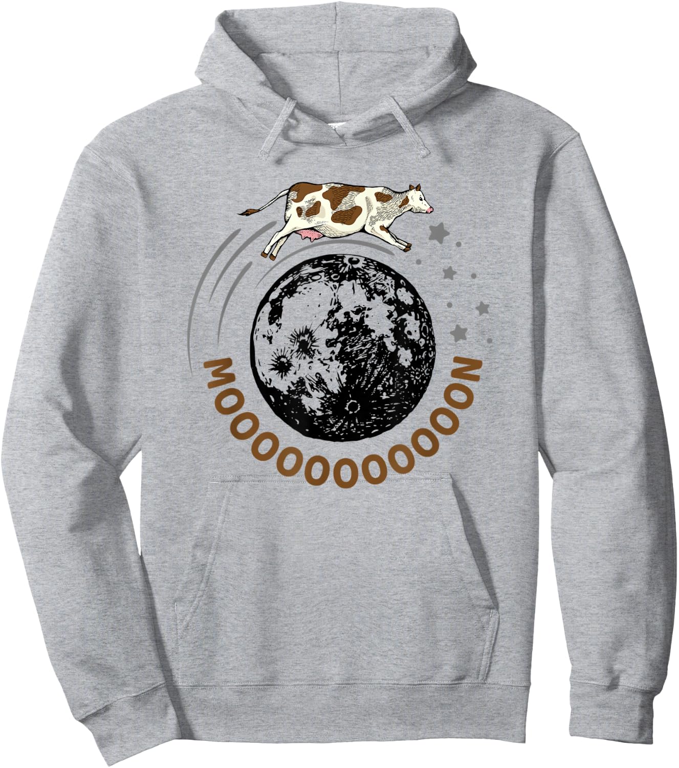 Cow Jumps Over Moon, Astronomy Moon Moo Pun Hoodie - Hoodie | Ash