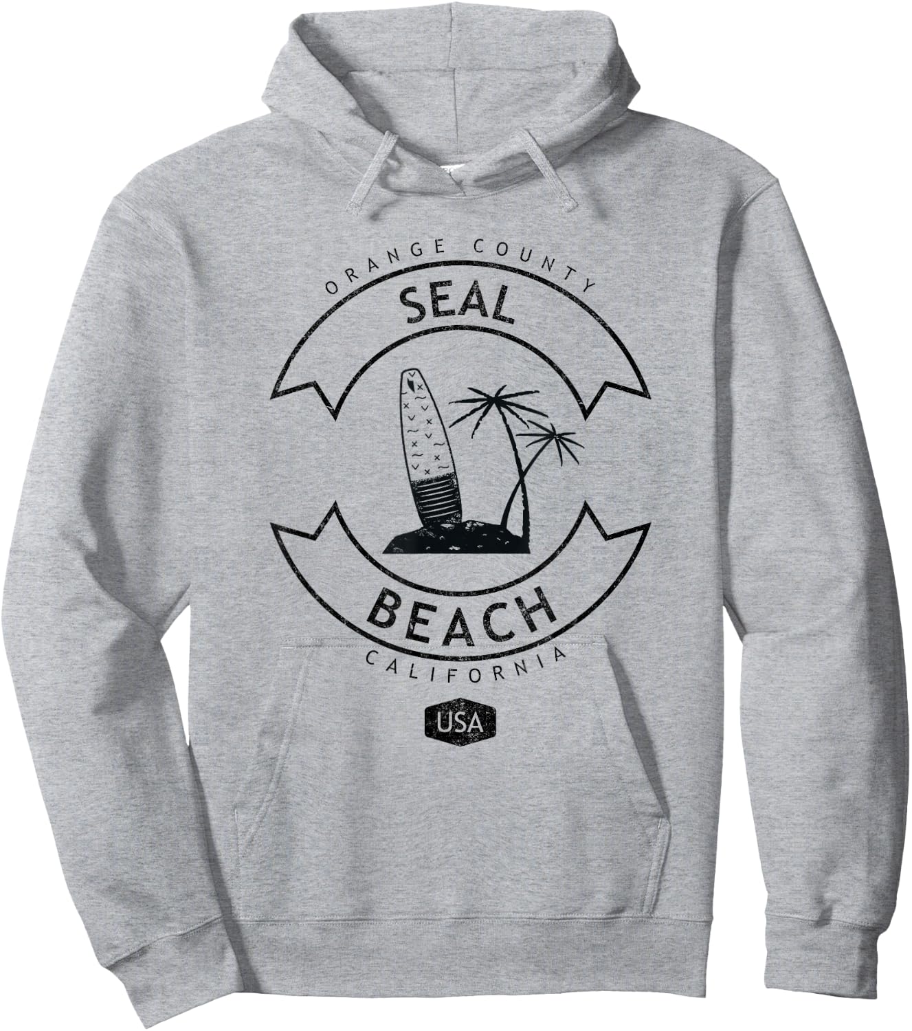 Seal Beach California Surf Hoodie - Hoodie | Ash