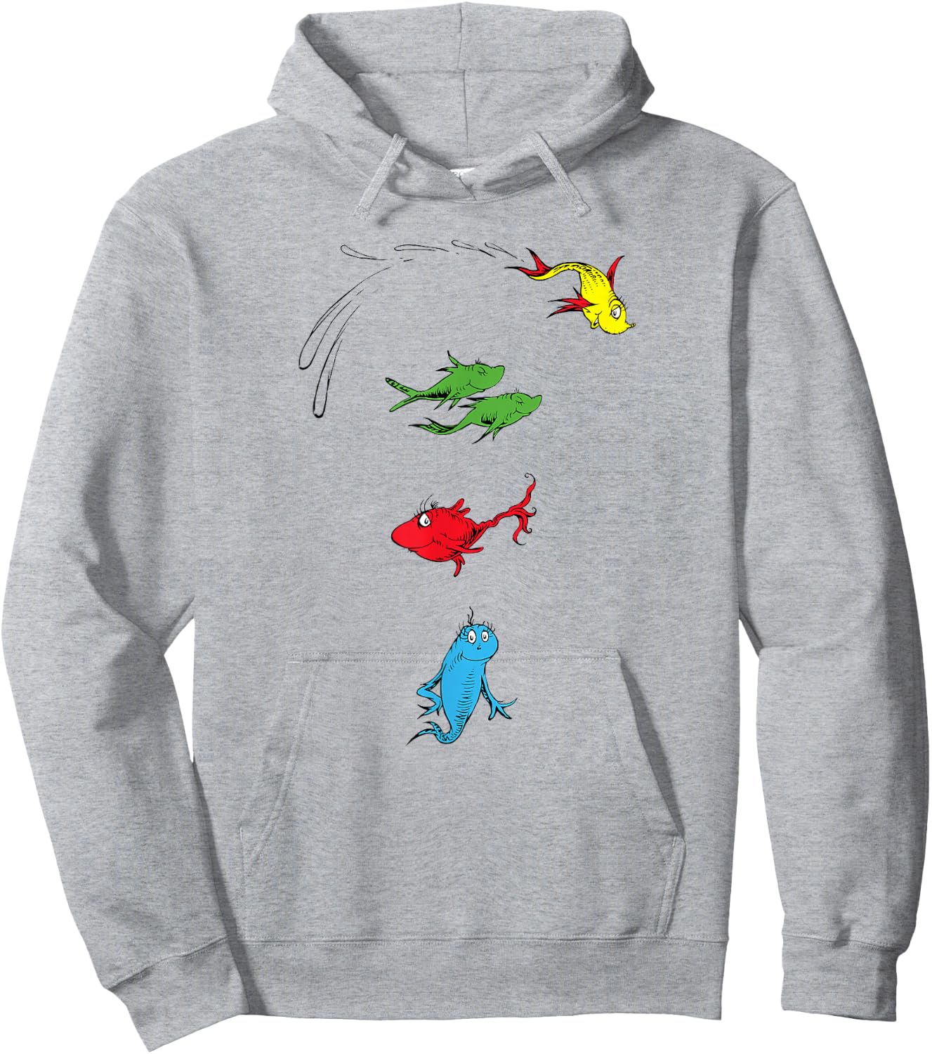 Dr. Seuss One Fish Two Fish Red Fish Blue Fish Hoodie - Hoodie | Ash