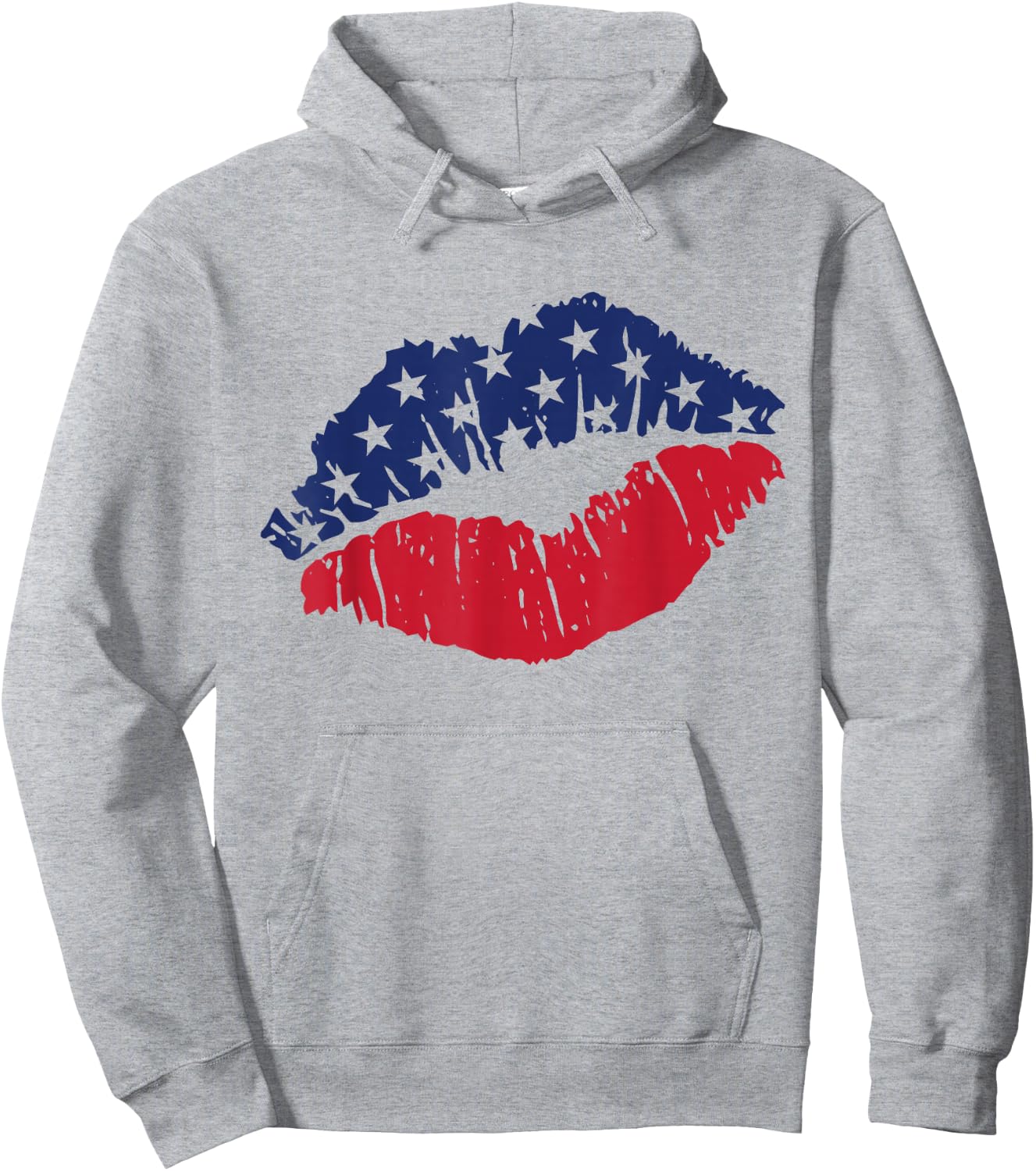 4th of July USA Flag Kiss Lips Patriotic Hoodie - Hoodie | Ash