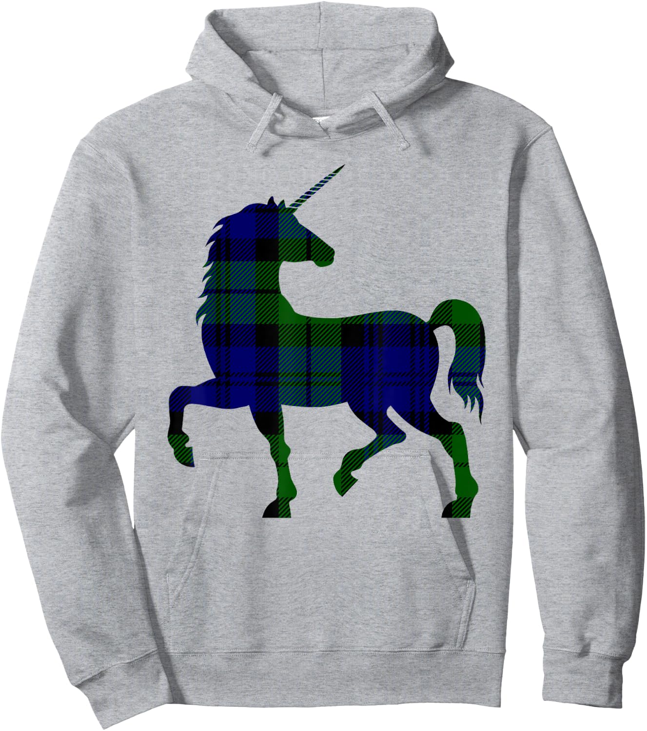 Black Watch Plaid Unicorn Scottish Pride Tartan Hoodie - Hoodie | Ash