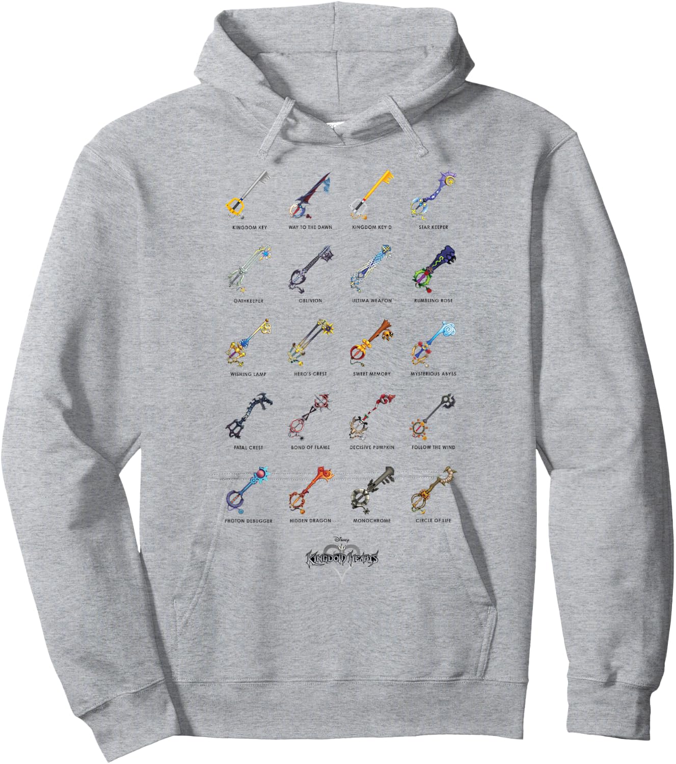 Disney Kingdom Hearts Keyblades with Names Hoodie - Hoodie | Ash