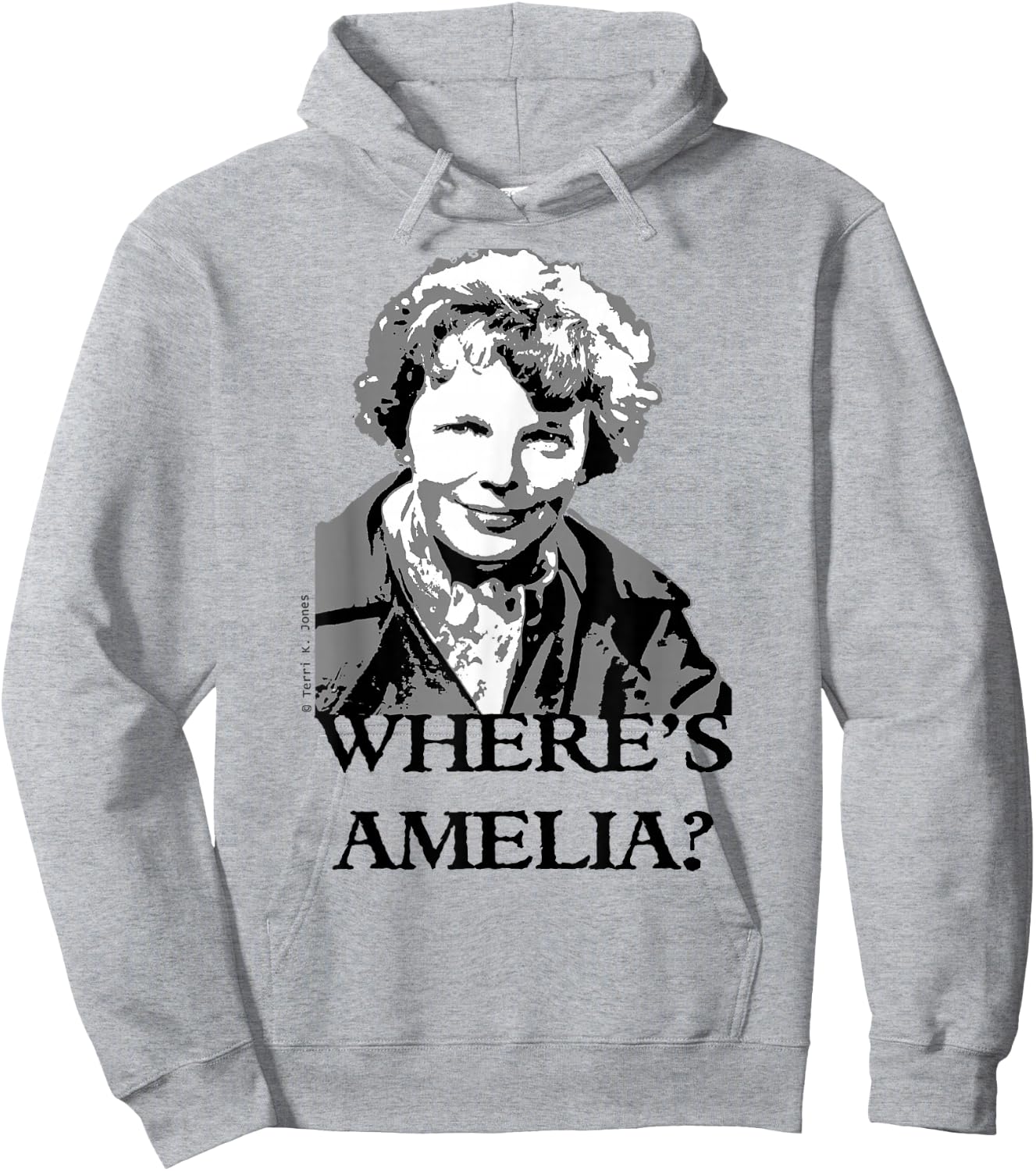 Where's Amelia? Missing Person Female Aviator Hoodie - Hoodie | Ash