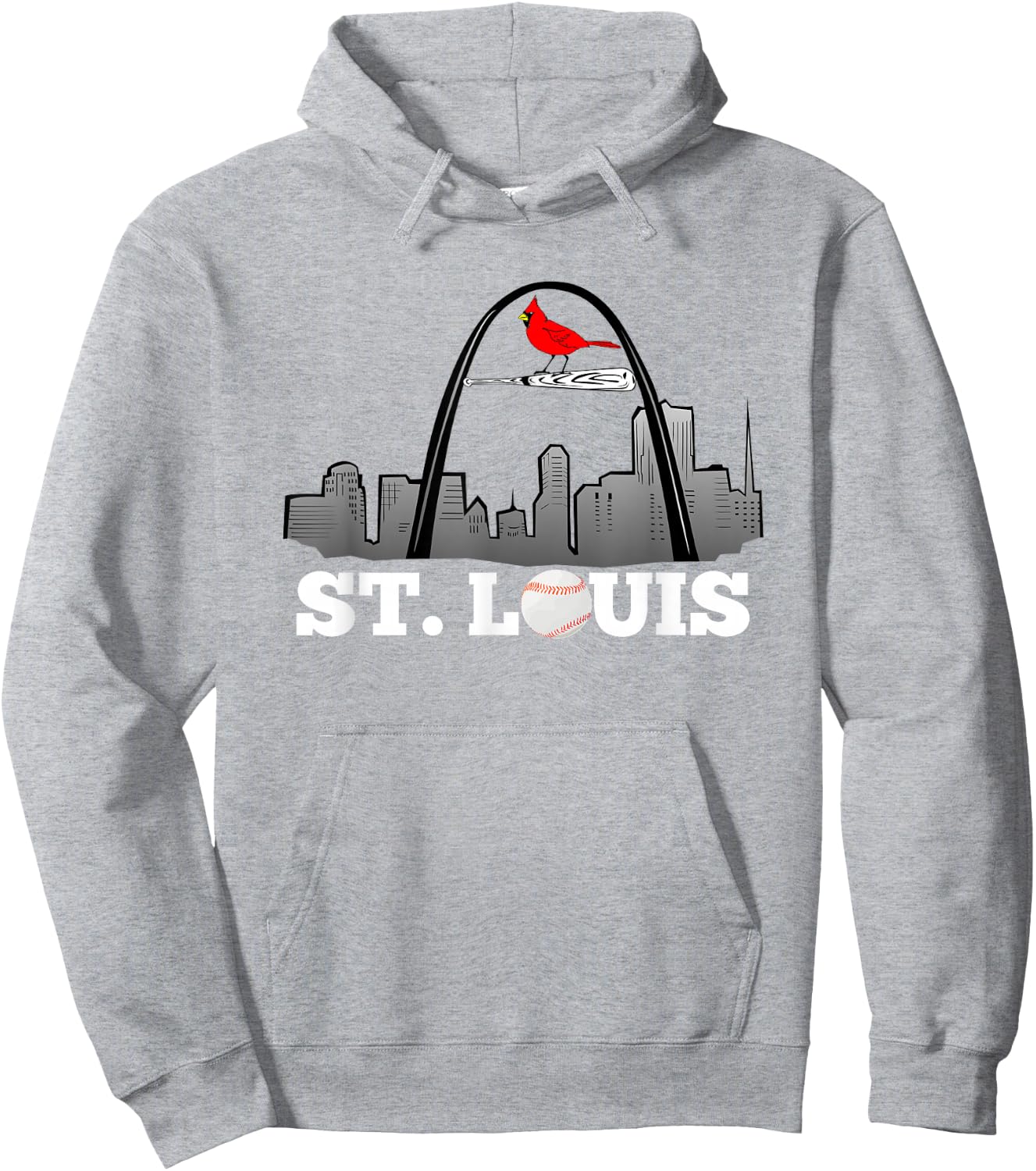 Saint Louis Red Cardinal Skyline Design Hoodie - Hoodie | Ash