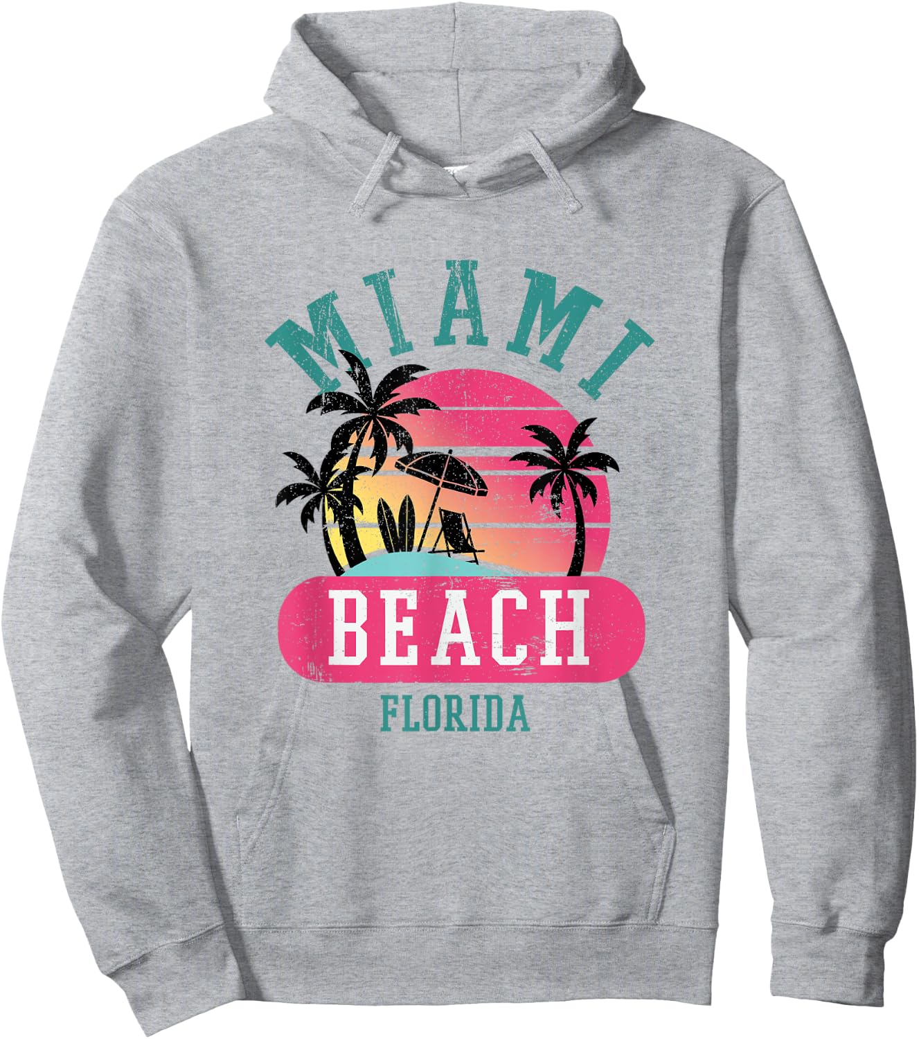 Retro Cool Miami Beach Florida Beaches Shirt Hoodie - Hoodie | Ash