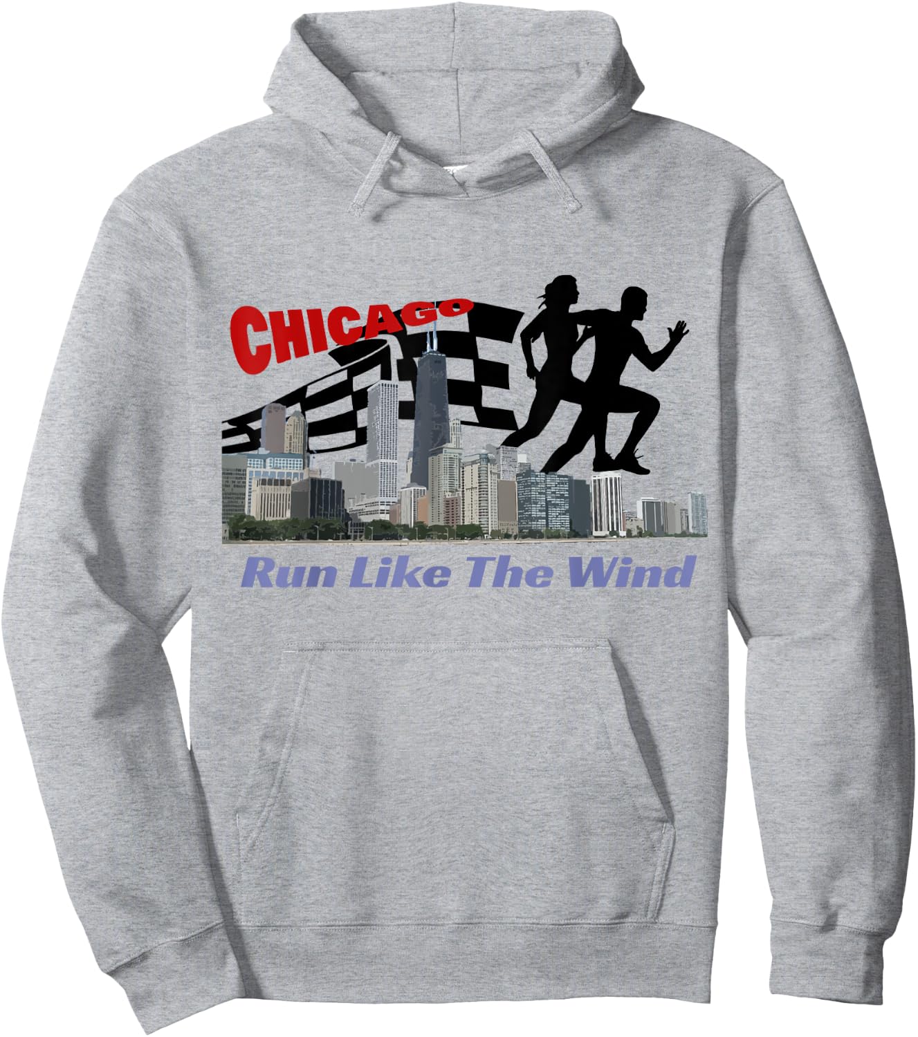 Chicago Run Like The Wind Marathon Runner 26.2 Hoodie - Hoodie | Ash
