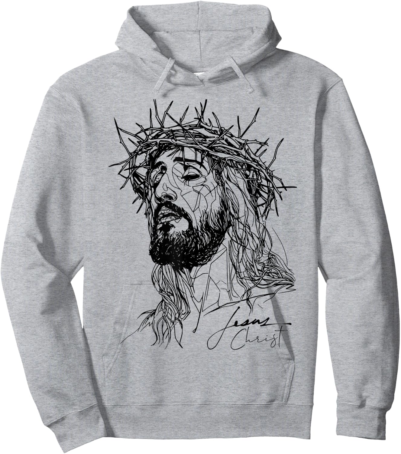 Jesus thorn crown - Jesus line drawing artwork Hoodie - Hoodie | Ash