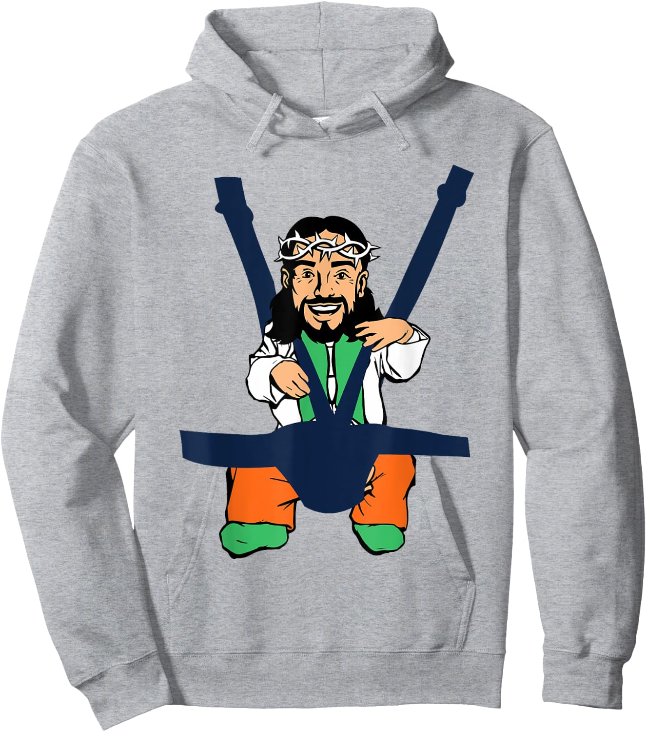 Baby Jesus Shirt in a Baby Carrier Funny Christ Hoodie - Hoodie | Ash