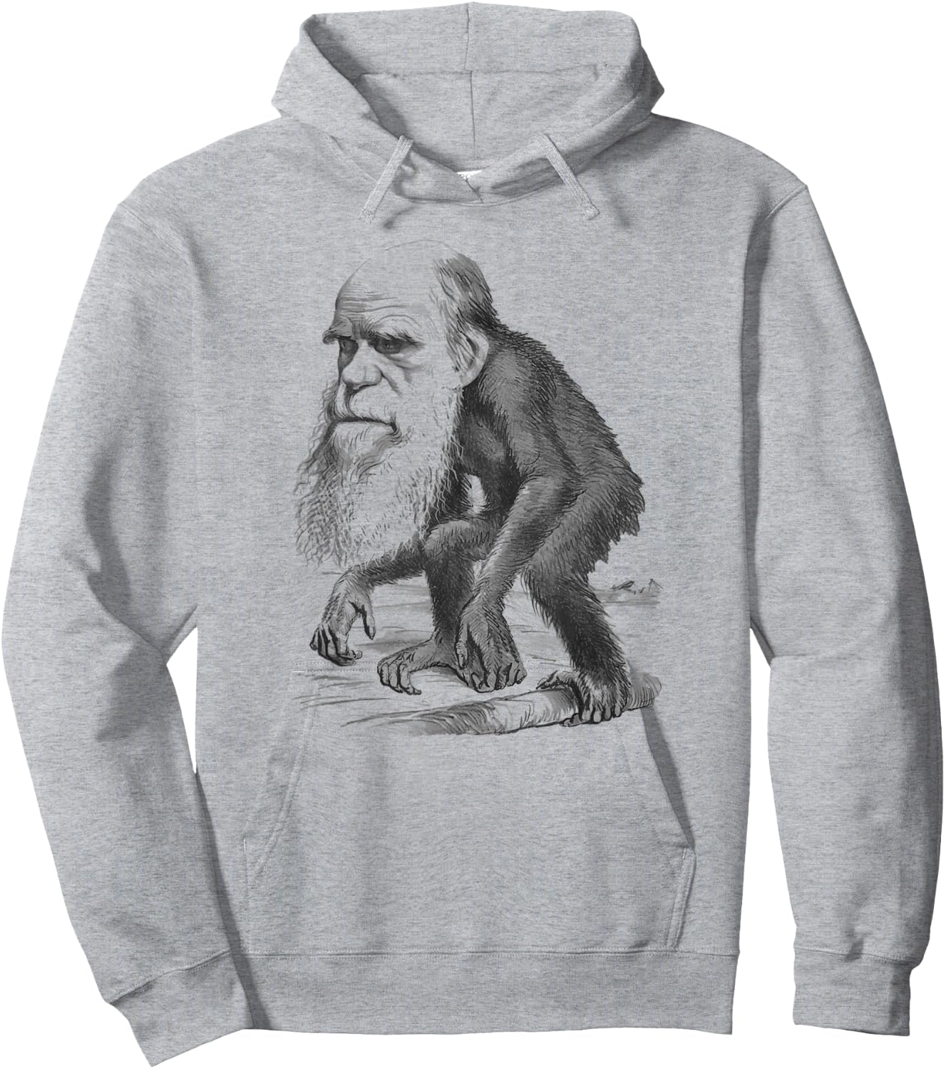 Charles Darwin Monkey Vintage Cartoon Hoodie - Hoodie | Ash