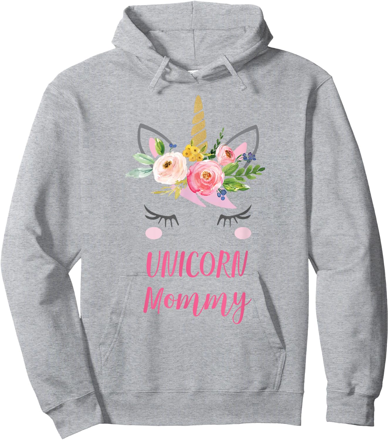 Floral Unicorn Mom Shirt, Unicorn Mommy Gift Hoodie - Hoodie | Ash