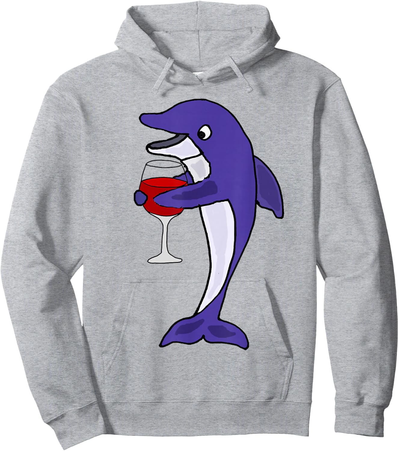 Smilemoretees Funny Dolphin Drinking Wine Hoodie - Hoodie | Ash