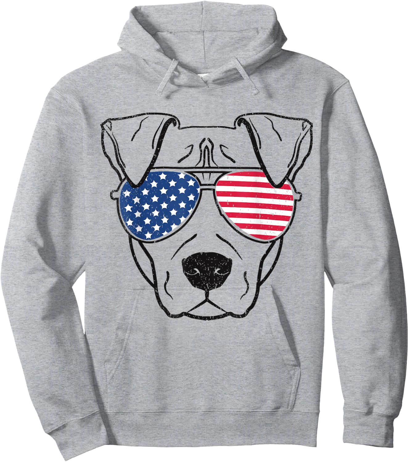 Dog Pit bull US Flag Sunglasses Graphic T Shirt Hoodie - Hoodie | Ash