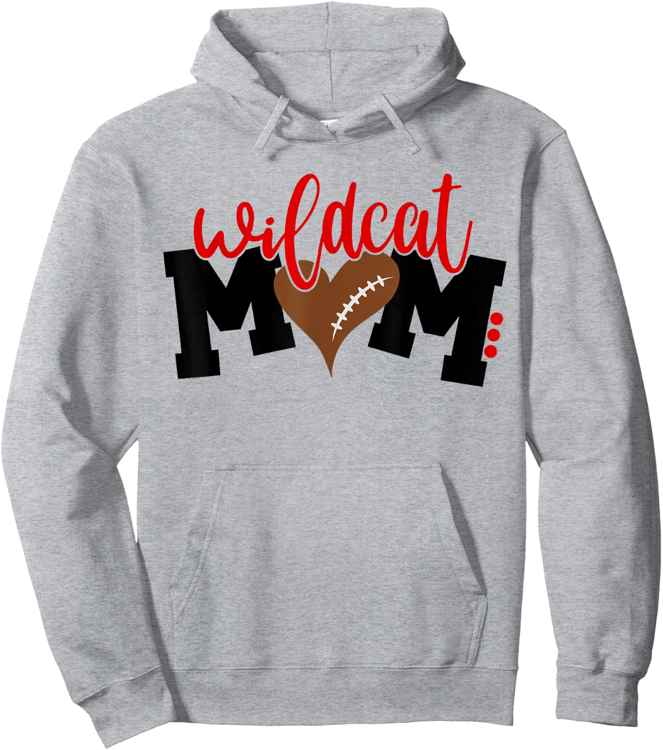 Wildcat Football Mom, Heart Football Men Women Hoodie - Hoodie | Ash