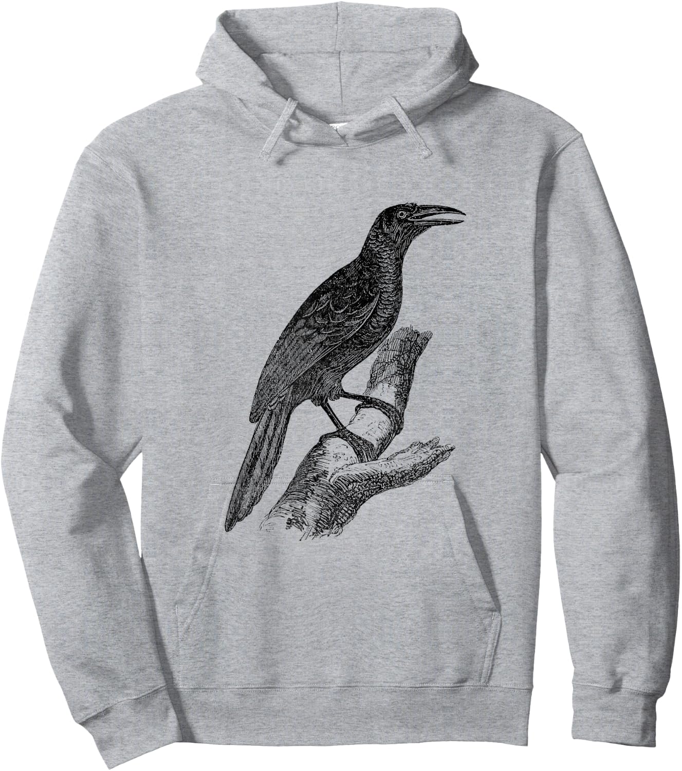 Common Grackle Bird Print Hoodie - Hoodie | Ash