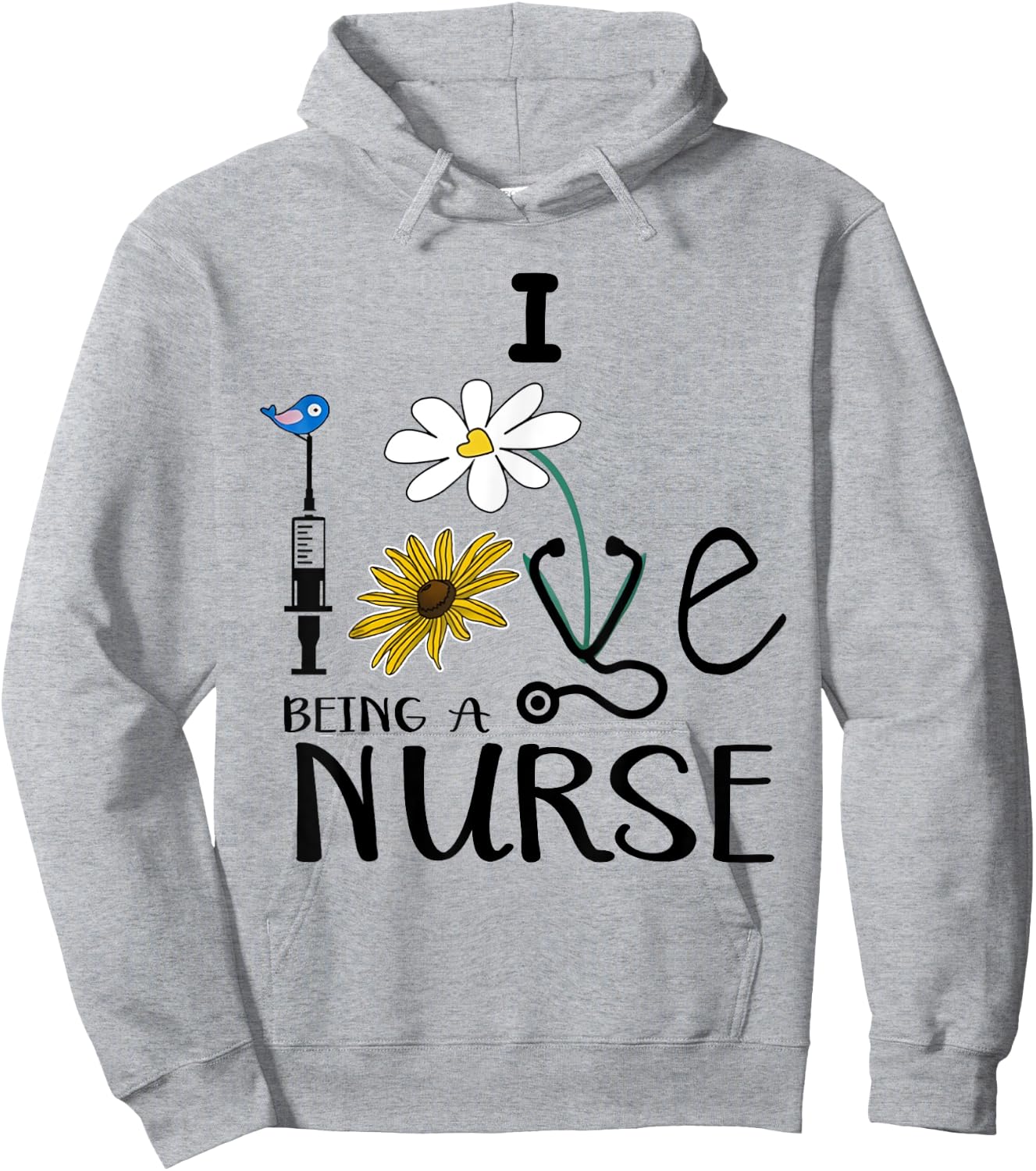 I Love Being A Nurse Daisy Gift For Nurses Hoodie - Hoodie | Ash