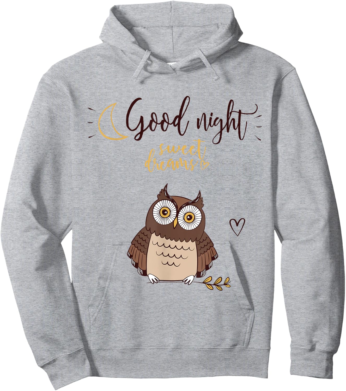 Good Night Sweet Dreams Owl Heart Hoodie - Hoodie | Ash
