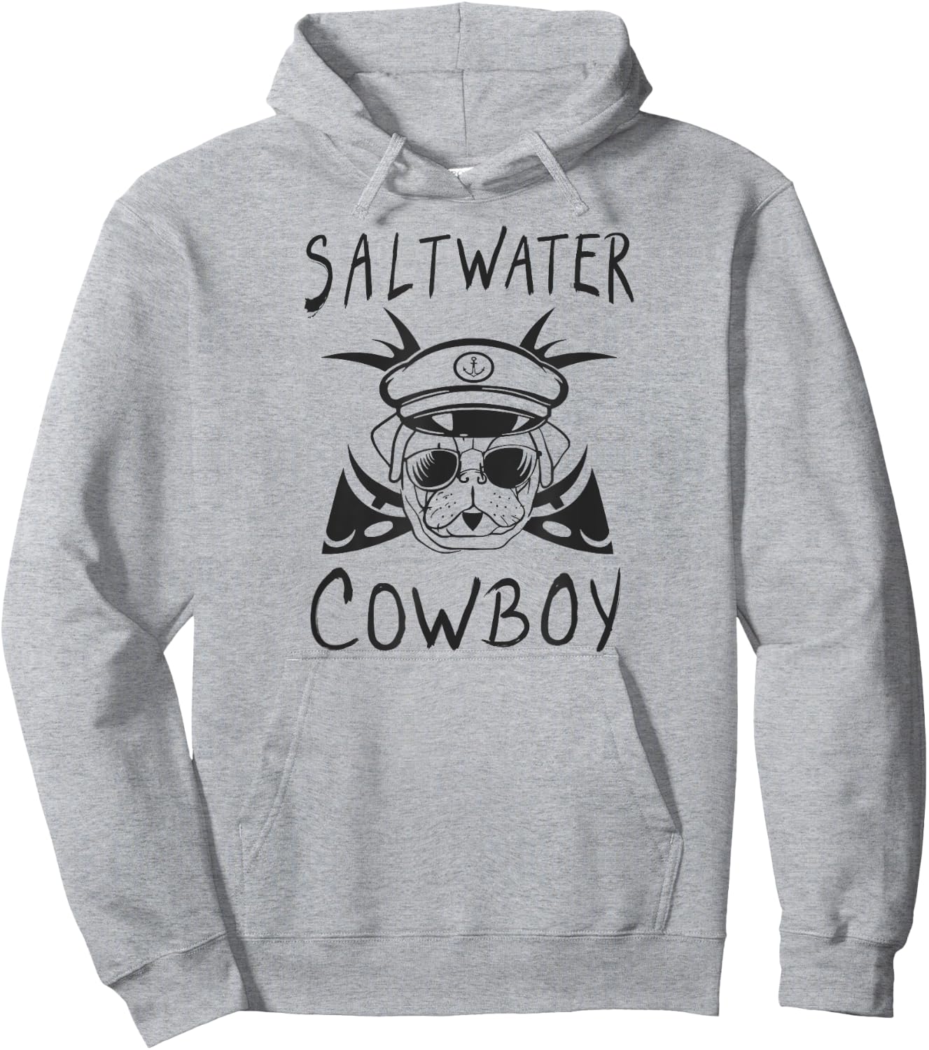 Sailing Saltwater Cowboy Dog Captain Fish Bones Hoodie - Hoodie | Ash