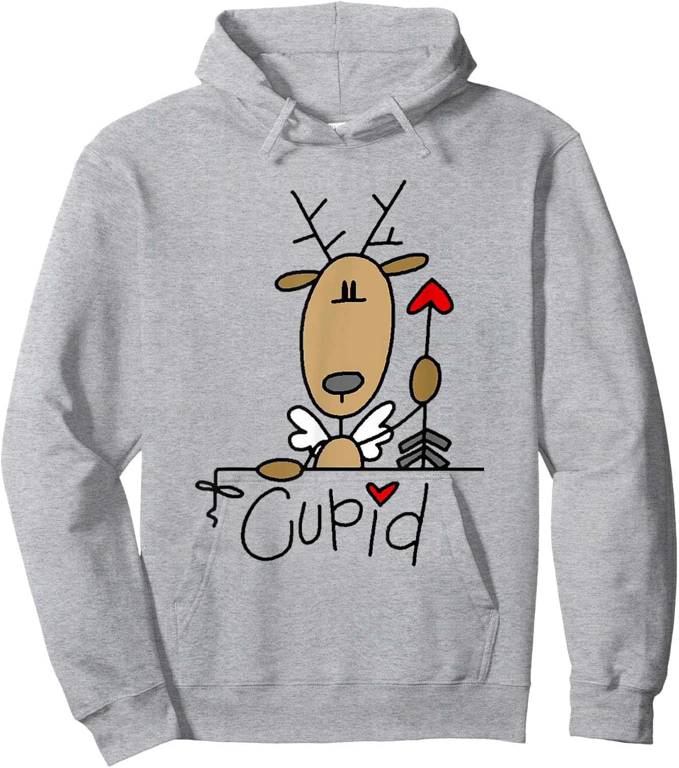Cupid Reindeer Christmas Holiday Hoodie - Hoodie | Ash