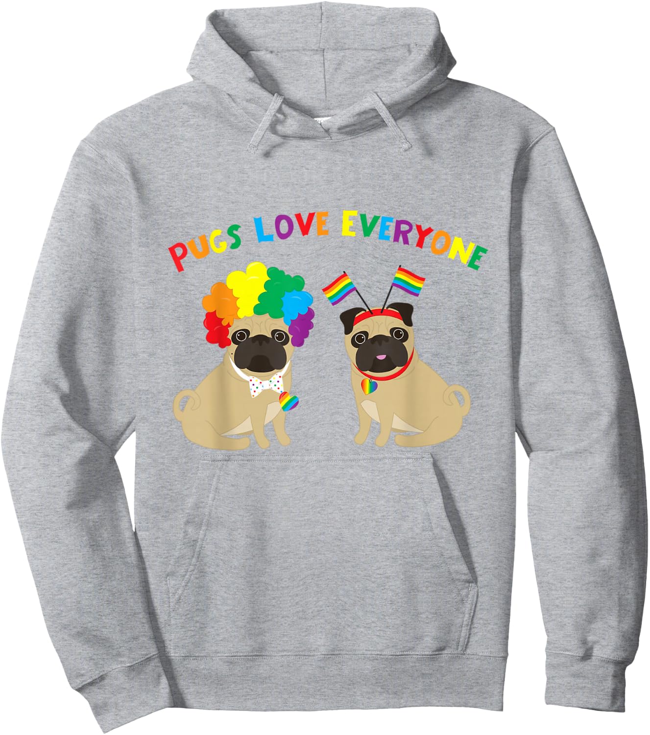 Pugs Love Everyone Gay Pride Hoodie - Hoodie | Ash