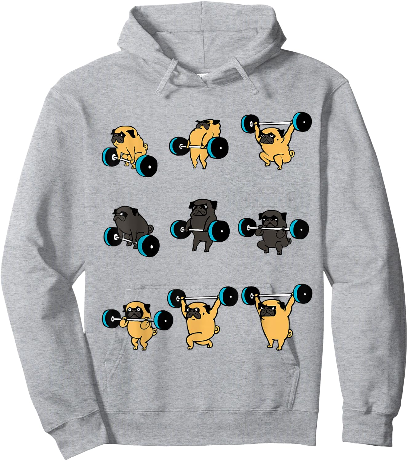 Lifting Pug Gym T- shirt by Huebucket Hoodie - Hoodie | Ash
