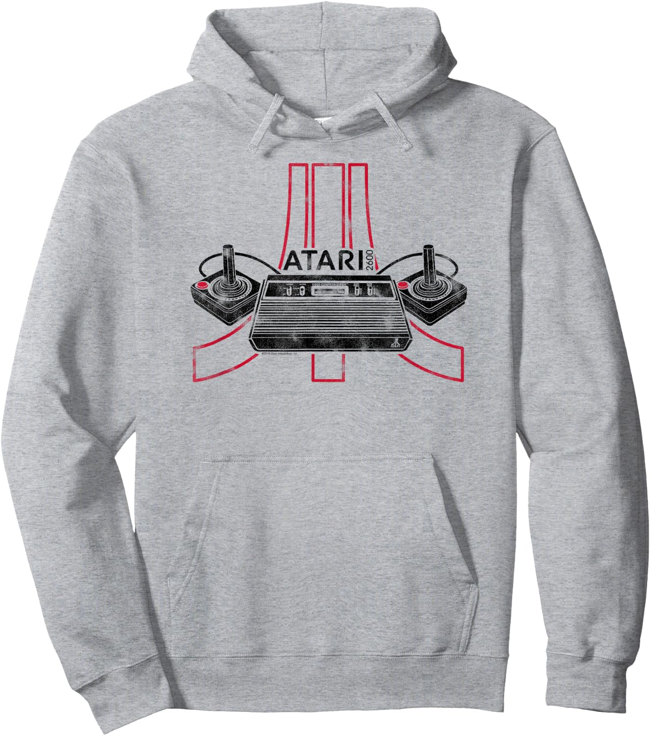 ATARI 2600 Gaming Console & Joysticks Logo Hoodie - Hoodie | Ash