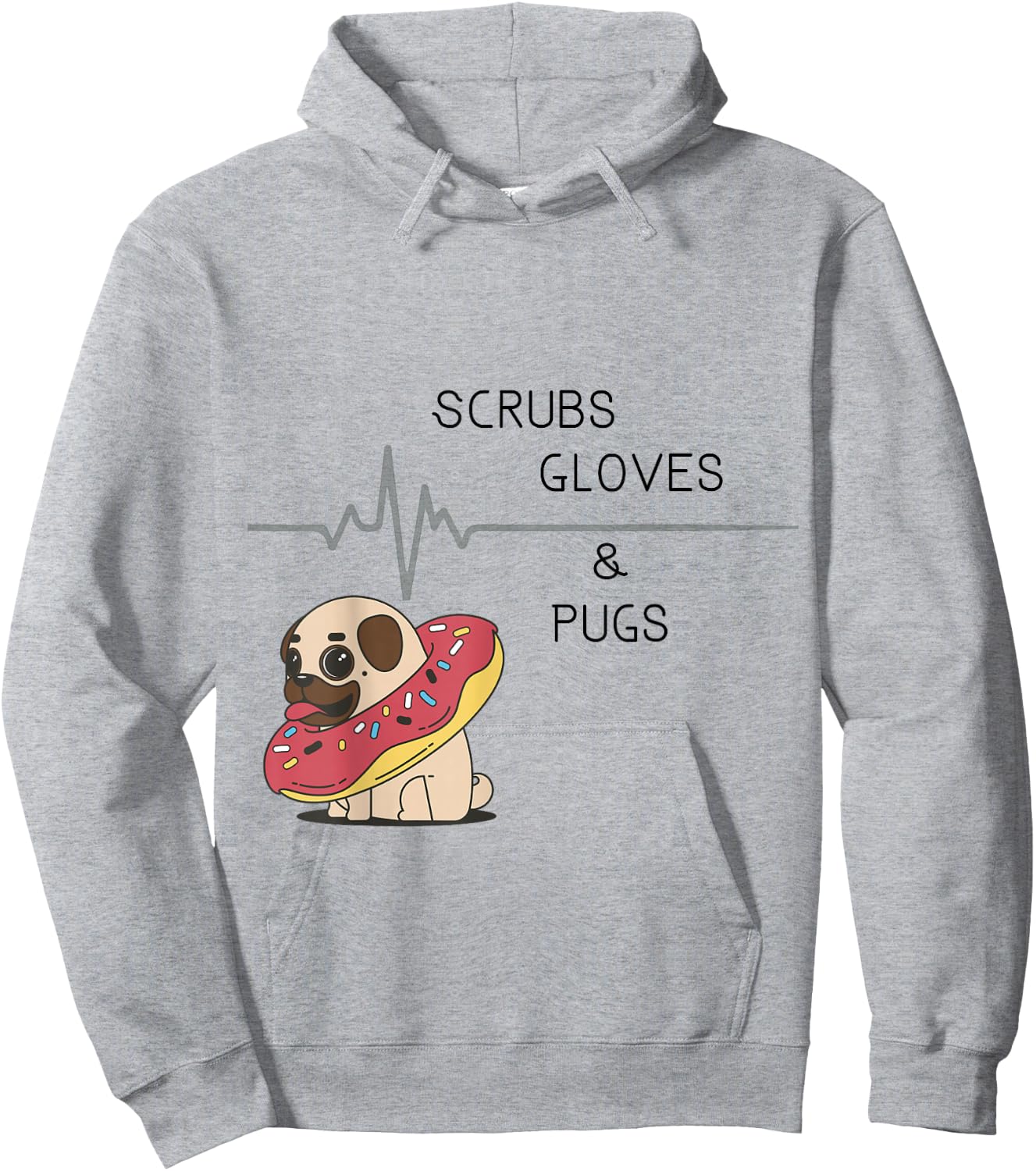 Scrubs, Gloves, and Pugs Hoodie - Hoodie | Ash