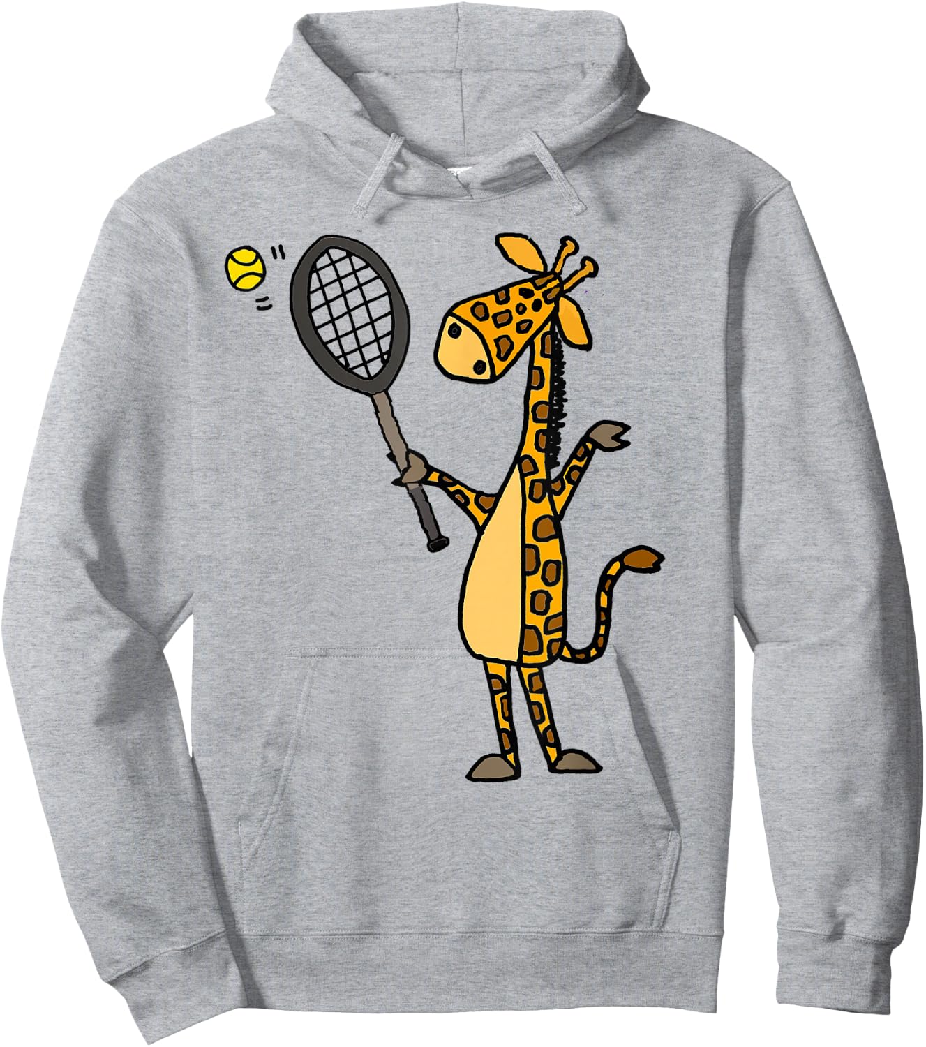 SmileteesSports Funny Giraffe Playing Tennis Hoodie - Hoodie | Ash