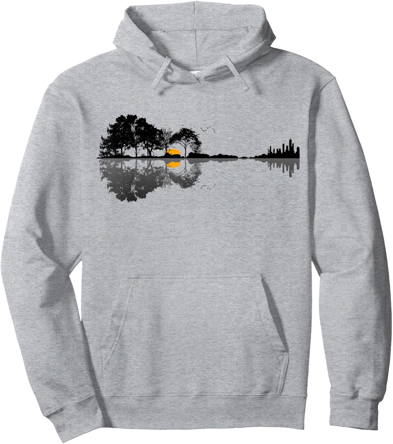 Retro Guitar T Shirt Lake Shadow Love Gitarre Hoodie - Hoodie | Ash
