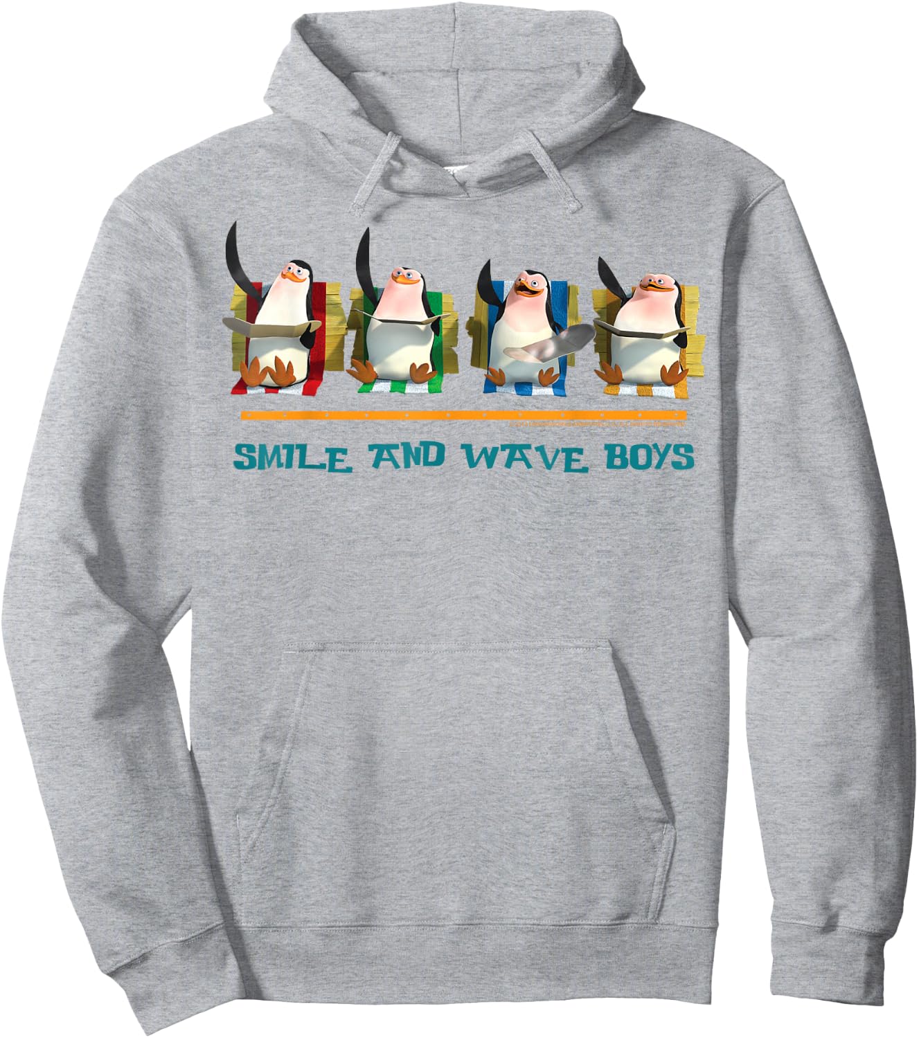 Madagascar Penguins Smile And Wave Text Poster Hoodie - Hoodie | Ash